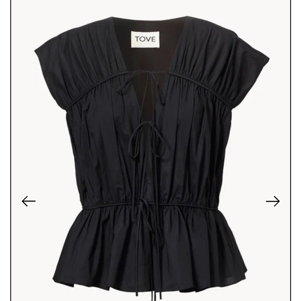 TOVE THEA ORGANIC COTTON GATHERED SLEEVELESS TOP BLACK - FR42 / UK14